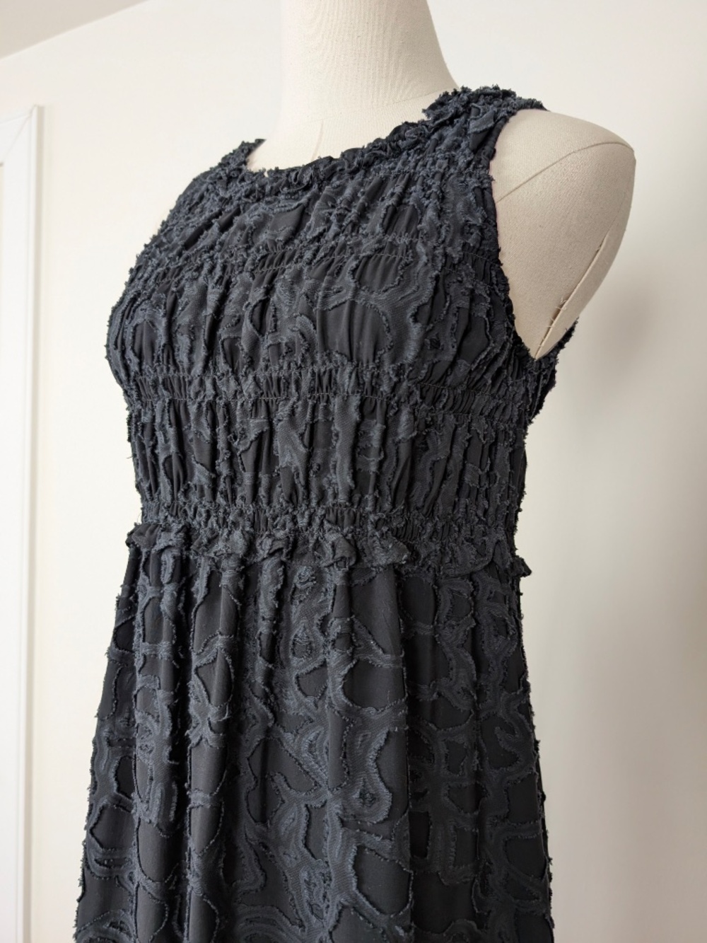 Club Monaco Black Smocked Midi Dress Formal Size XS High Neck - Picture 7 of 14
